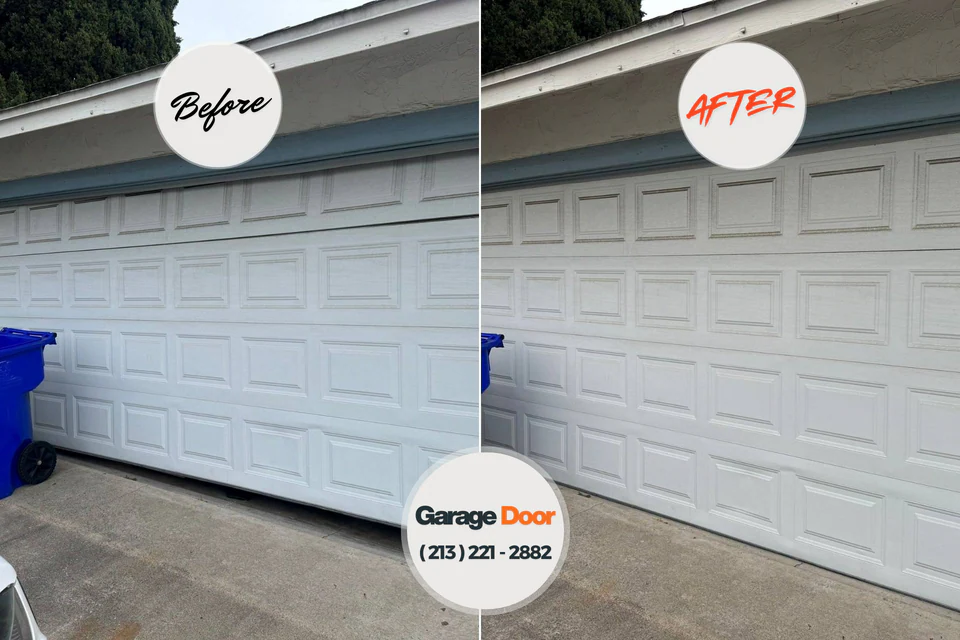 Before and after: garage door repair Hilshire Village, TX